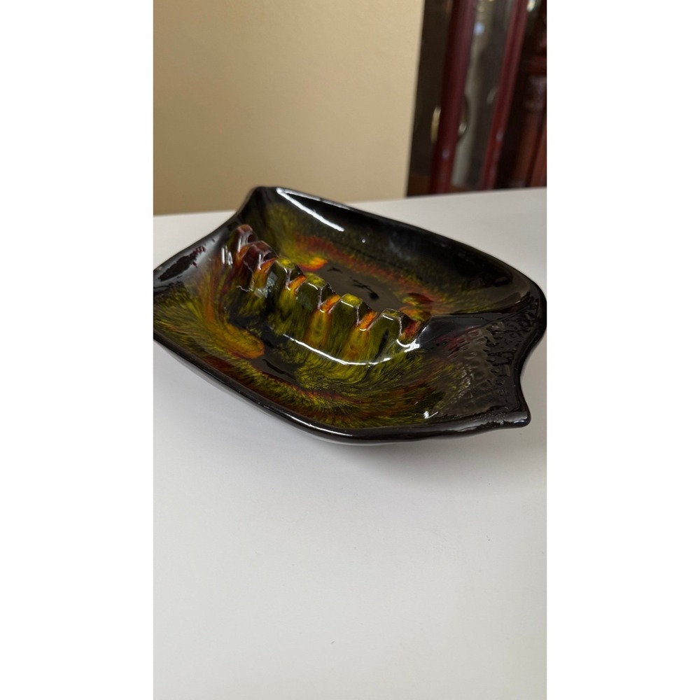 Maurice Ceramics of California‎ USA green, brown, red ashtray candy trinket dish